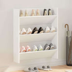 Wall Shoe Cabinet White 80x18x90 cm Engineered Wood