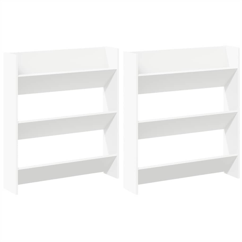 Wall Shoe Cabinets 2 pcs White 80x18x90 cm Engineered Wood