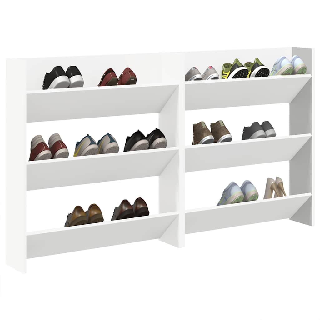 Wall Shoe Cabinets 2 pcs White 80x18x90 cm Engineered Wood