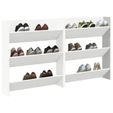Wall Shoe Cabinets 2 pcs White 80x18x90 cm Engineered Wood
