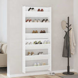 Wall Shoe Cabinets 2 pcs White 80x18x90 cm Engineered Wood