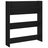 Wall Shoe Cabinet Black 80x18x90 cm Engineered Wood - Front View