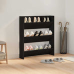Wall Shoe Cabinet Black 80x18x90 cm Engineered Wood