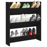 Wall Shoe Cabinet Black 80x18x90 cm Engineered Wood - Side View