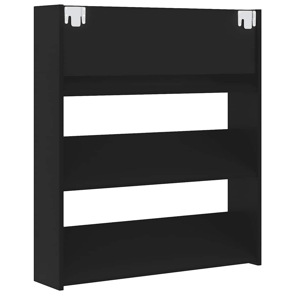 Wall Shoe Cabinet Black 80x18x90 cm Engineered Wood
