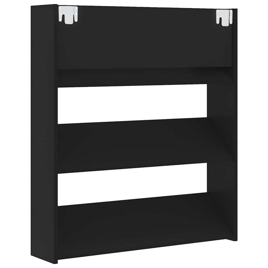 Wall Shoe Cabinet Black 80x18x90 cm Engineered Wood