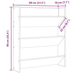 Wall Shoe Cabinet Black 80x18x90 cm Engineered Wood