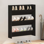 Wall Shoe Cabinet Black 80x18x90 cm Engineered Wood