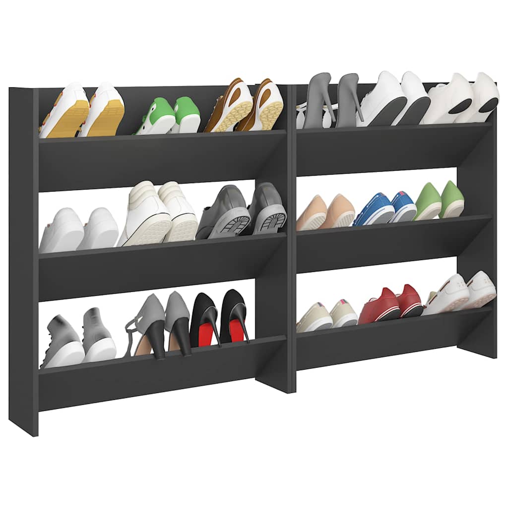 Wall Shoe Cabinets 2 pcs Grey 80x18x90 cm Engineered Wood