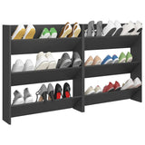 Wall Shoe Cabinets 2 pcs Grey 80x18x90 cm Engineered Wood