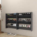 Wall Shoe Cabinets 2 pcs Grey 80x18x90 cm Engineered Wood