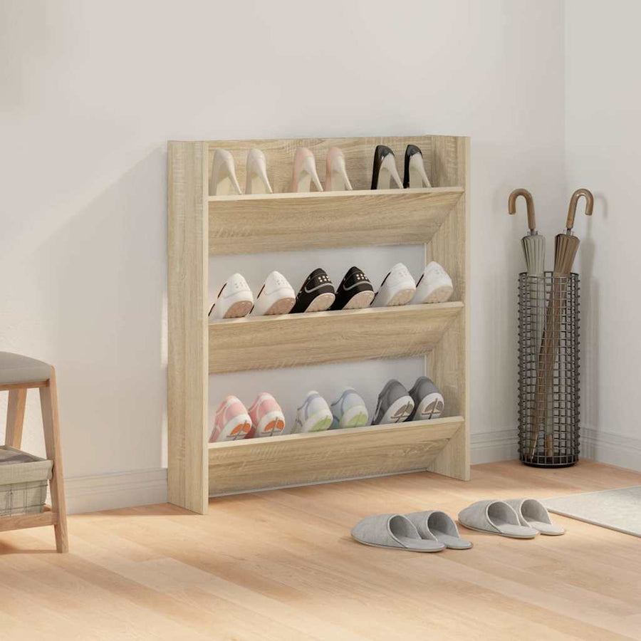 Wall Shoe Cabinet Sonoma Oak 80x18x90 cm Engineered Wood