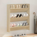 Wall Shoe Cabinet Sonoma Oak 80x18x90 cm Engineered Wood