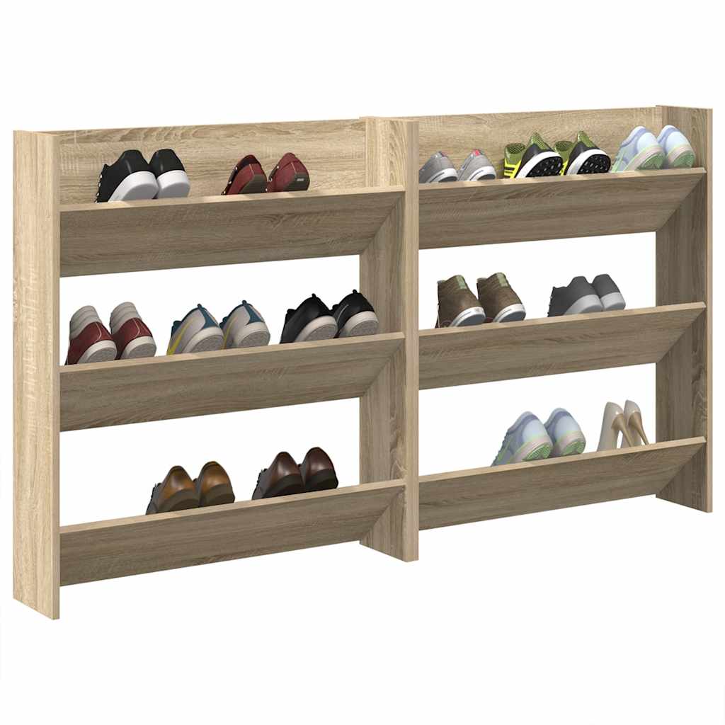 Wall Shoe Cabinets 2 pcs Sonoma Oak 80x18x90 cm Engineered Wood