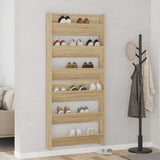 Wall Shoe Cabinets 2 pcs Sonoma Oak 80x18x90 cm Engineered Wood