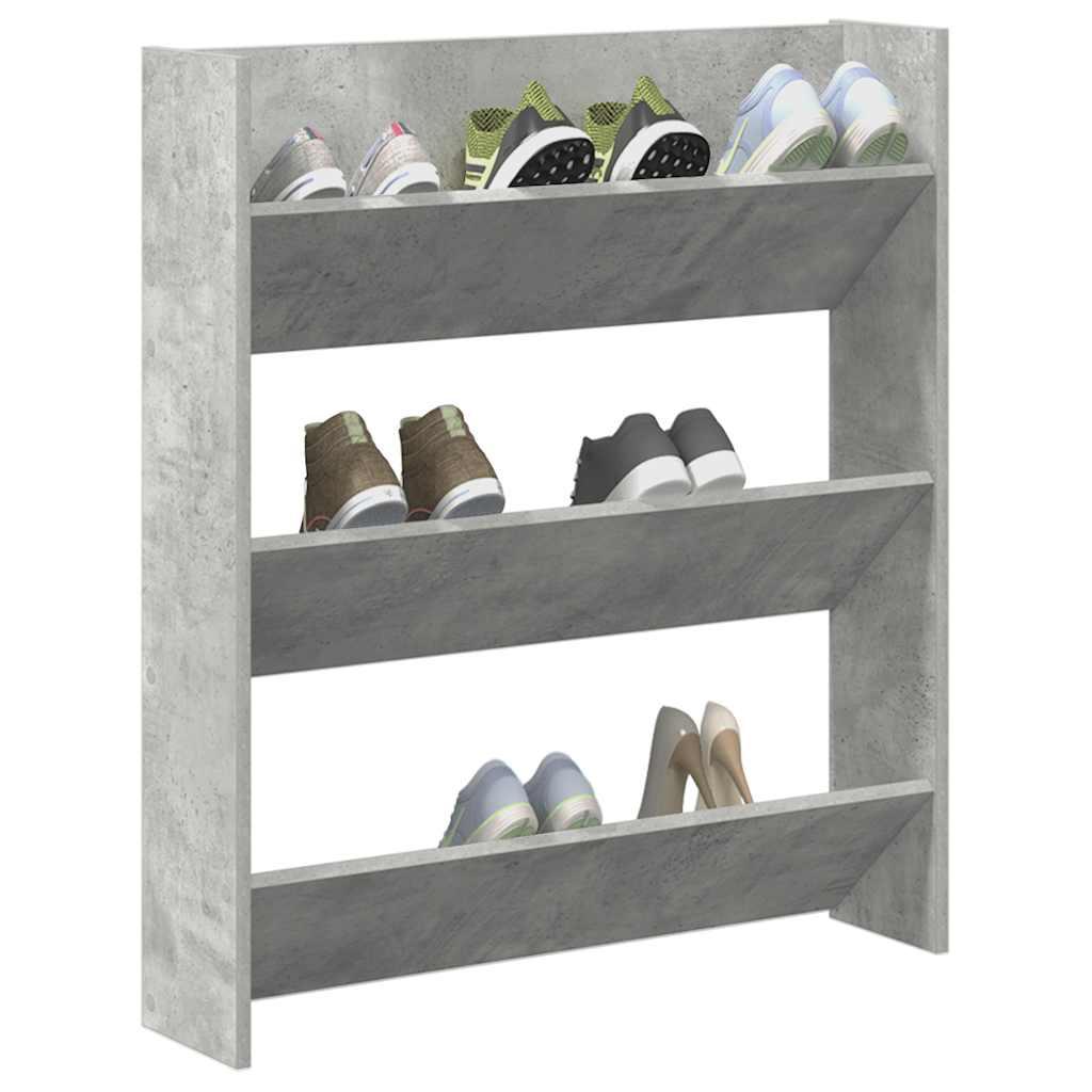 Wall Shoe Cabinet Concrete Grey 80x18x90 cm Engineered Wood