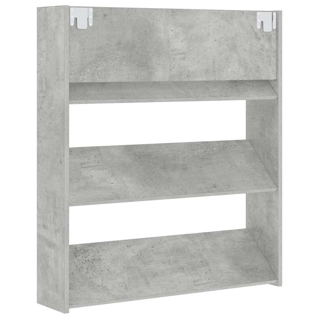 Wall Shoe Cabinets 2 pcs Concrete Grey 80x18x90 cm Engineered Wood