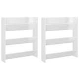 Wall Shoe Cabinets 2 pcs High Gloss White 80x18x90cm Engineered Wood - Front View