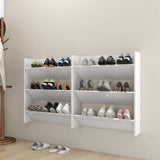 Wall Shoe Cabinets 2 pcs High Gloss White 80x18x90cm Engineered Wood