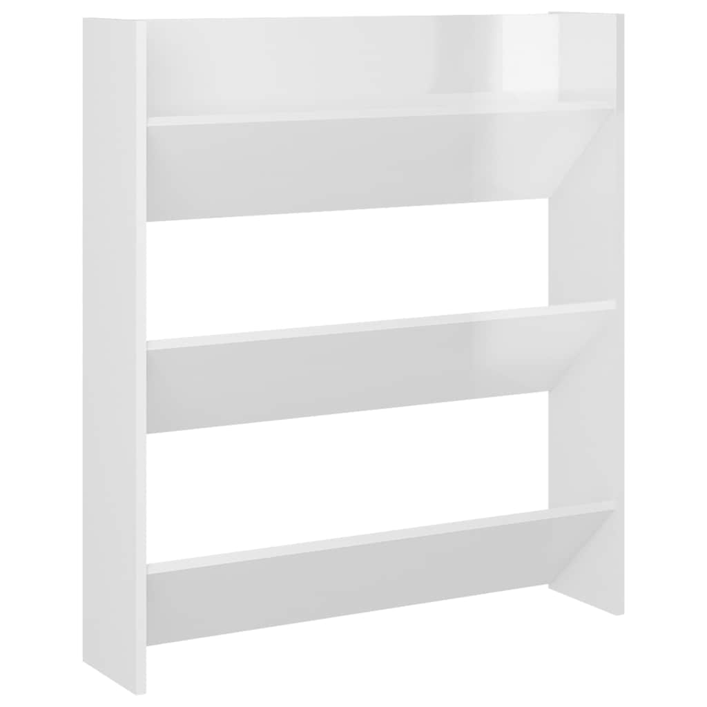 Wall Shoe Cabinets 2 pcs High Gloss White 80x18x90cm Engineered Wood