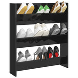 Wall Shoe Cabinet High Gloss Black 80x18x90 cm Engineered Wood - Side View