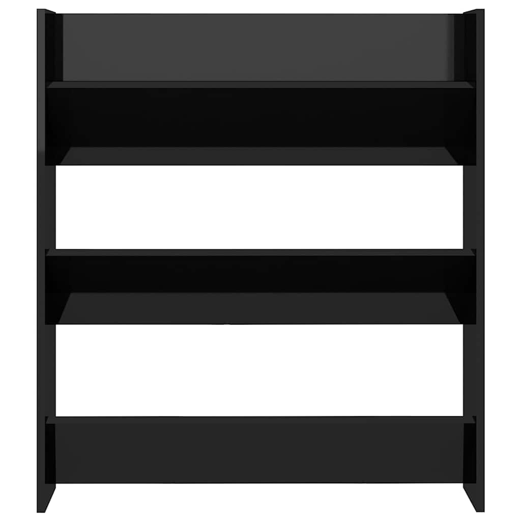 Wall Shoe Cabinet High Gloss Black 80x18x90 cm Engineered Wood