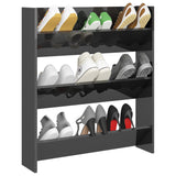 Wall Shoe Cabinet High Gloss Grey 80x18x90 cm Engineered Wood - Side View