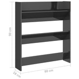 Wall Shoe Cabinet High Gloss Grey 80x18x90 cm Engineered Wood - Rear View