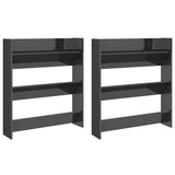 Wall Shoe Cabinets 2 pcs High Gloss Grey 80x18x90 cm Engineered Wood
