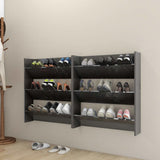 Wall Shoe Cabinets 2 pcs High Gloss Grey 80x18x90 cm Engineered Wood