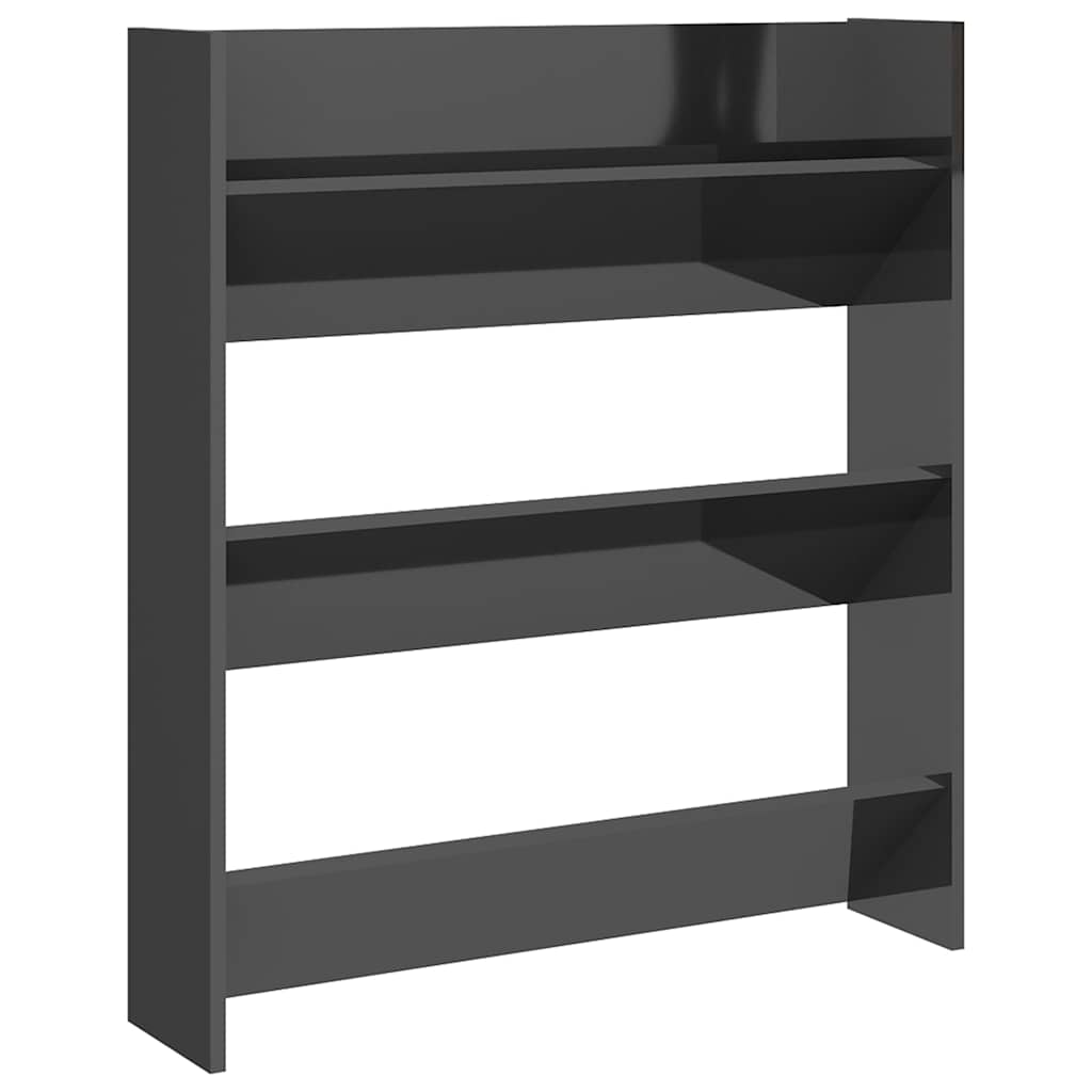 Wall Shoe Cabinets 2 pcs High Gloss Grey 80x18x90 cm Engineered Wood