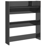 Wall Shoe Cabinets 2 pcs High Gloss Grey 80x18x90 cm Engineered Wood