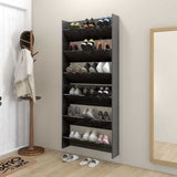 Wall Shoe Cabinets 2 pcs High Gloss Grey 80x18x90 cm Engineered Wood