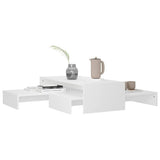 Nesting Coffee Table Set White 100x100x26.5 cm Engineered Wood - Close-Up Angle