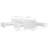 Nesting Coffee Table Set White 100x100x26.5 cm Engineered Wood - Extra Image