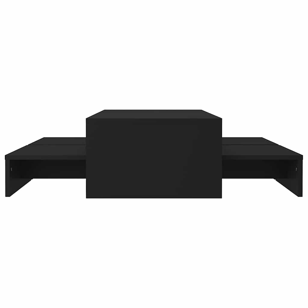 Nesting Coffee Table Set Black 100x100x26.5 cm Engineered Wood