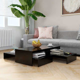 Nesting Coffee Table Set Black 100x100x26.5 cm Engineered Wood