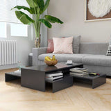 Nesting Coffee Table Set Grey 100x100x26.5 cm Engineered Wood