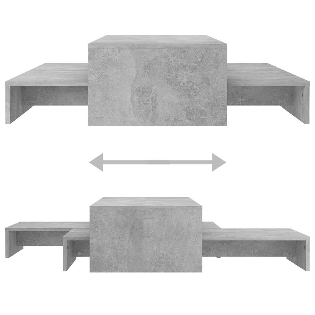 Nesting Coffee Table Set Concrete Grey 100x100x26.5cm Engineered Wood