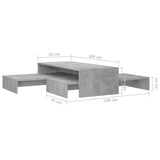 Nesting Coffee Table Set Concrete Grey 100x100x26.5cm Engineered Wood