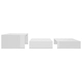 Nesting Coffee Table Set High Gloss White 100x100x26.5 cm - Rear View