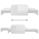Nesting Coffee Table Set High Gloss White 100x100x26.5 cm - Low Angle