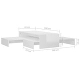 Nesting Coffee Table Set High Gloss White 100x100x26.5 cm