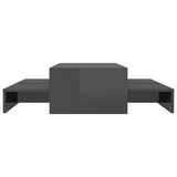 Nesting Coffee Table Set High Gloss Grey 100x100x26.5 cm