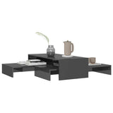 Nesting Coffee Table Set High Gloss Grey 100x100x26.5 cm
