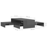 Nesting Coffee Table Set High Gloss Grey 100x100x26.5 cm