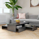 Nesting Coffee Table Set High Gloss Grey 100x100x26.5 cm
