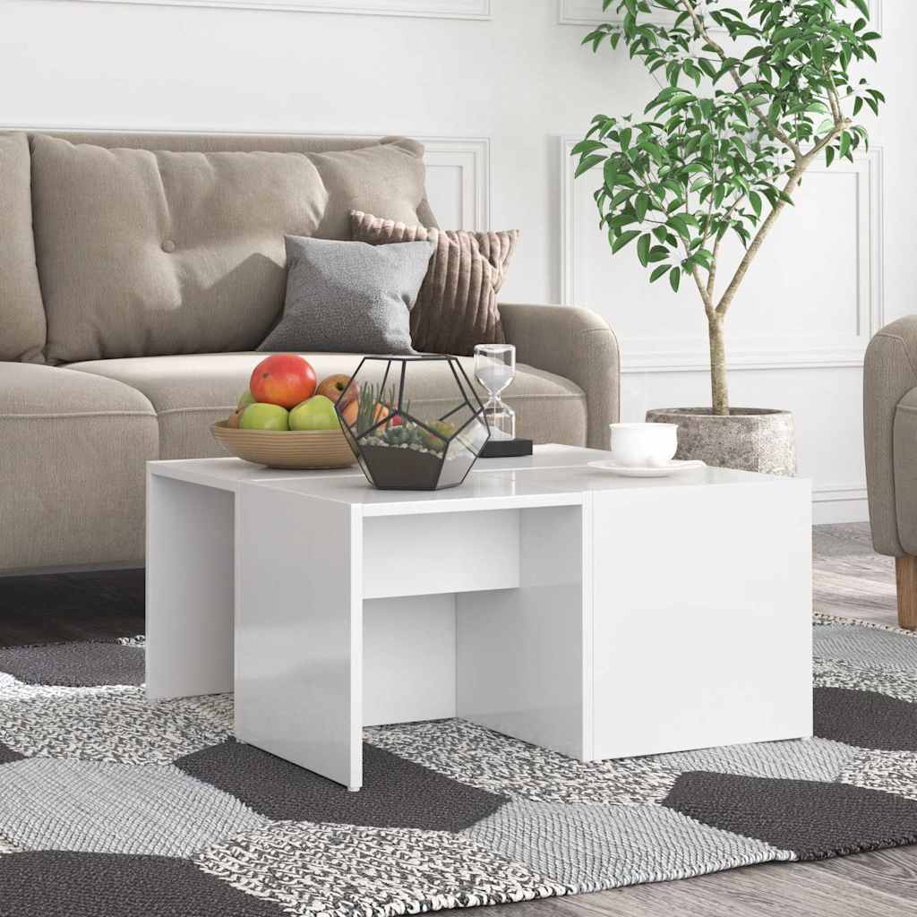 Coffee Tables 4 pcs High Gloss White 33x33x33 cm Engineered Wood
