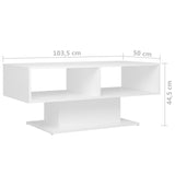 Coffee Table White 103.5x50x44.5 cm Engineered Wood - Rear View