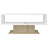Coffee Table White and Sonoma Oak 103.5x50x44.5 cm Engineered Wood